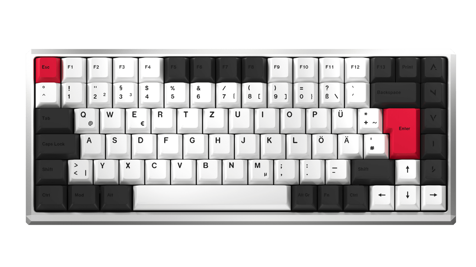 NATIVE 75% (QWERTZ) Nexus White - nvil.gg - ANVIL - Custom Gaming Keyboards Standard FR4 Linear Yellow