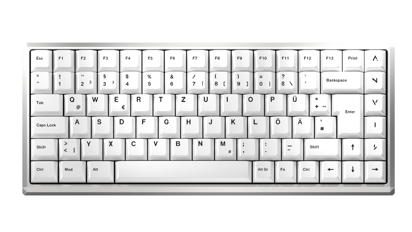 NATIVE 75% (QWERTZ) Nexus White - nvil.gg - ANVIL - Custom Gaming Keyboards White FR4 Linear Yellow