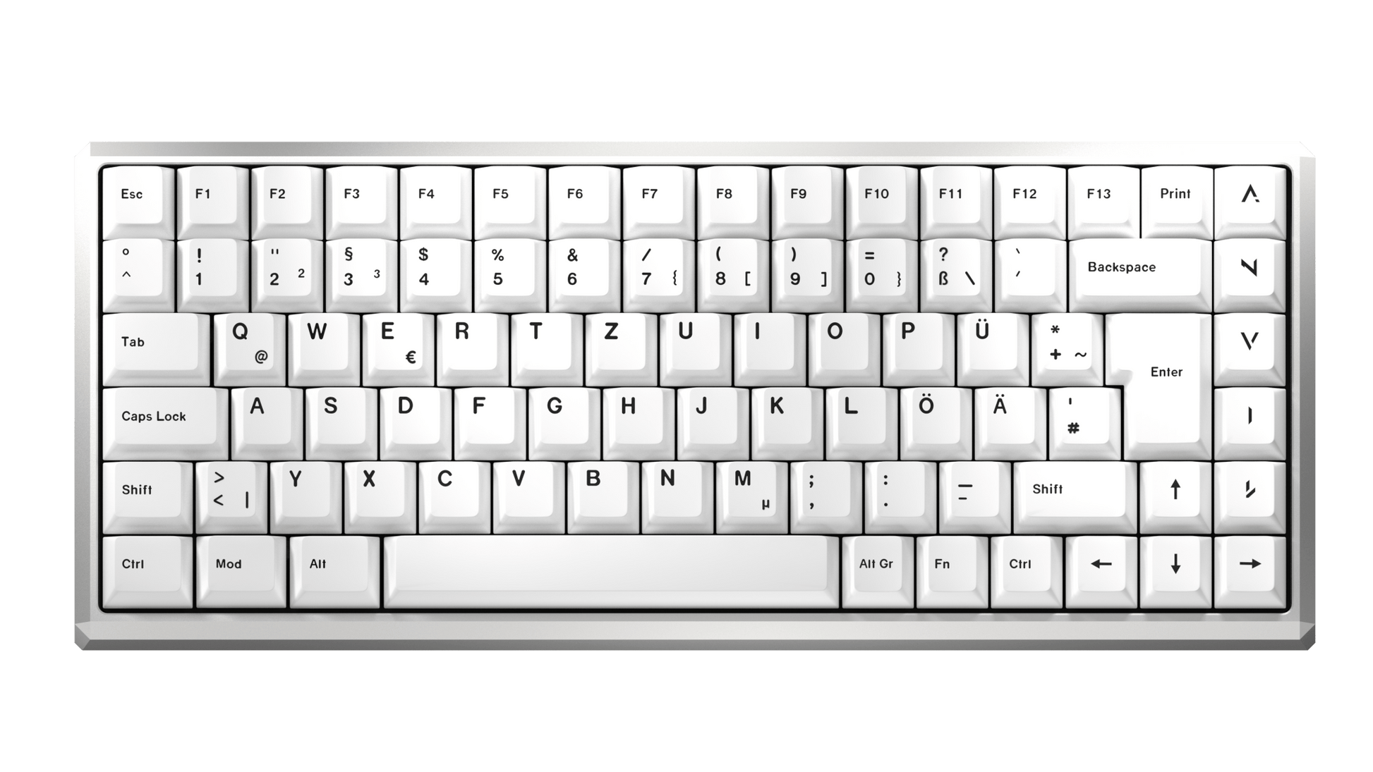 NATIVE 75% (QWERTZ) Nexus White - nvil.gg - ANVIL - Custom Gaming Keyboards White FR4 Linear Yellow