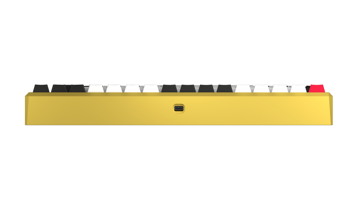ANVIL NATIVE 75 in Phoenix Gold mit Standard-Keycaps, Ansicht von hinten