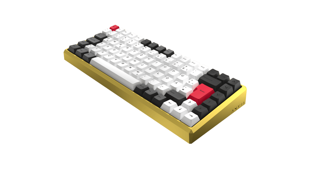 ANVIL NATIVE 75 in Phoenix Gold mit Standard-Keycaps, schräg von vorne
