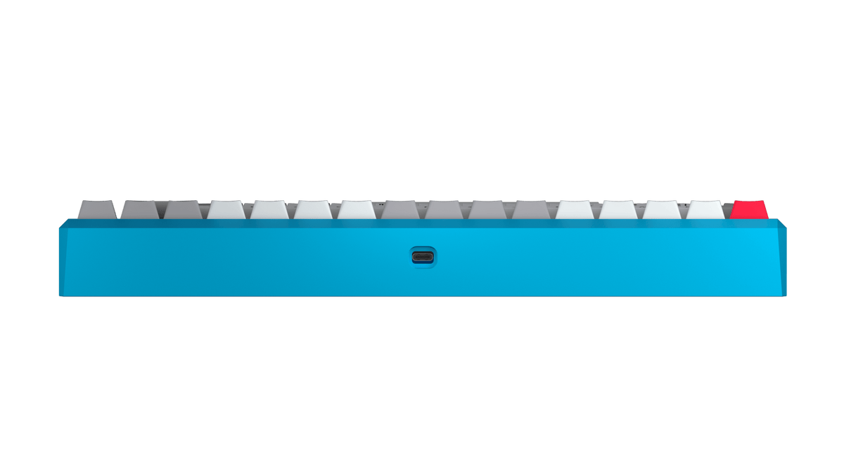 ANVIL NATIVE 75 in Glacial Blue mit Throwback-Keycaps, Ansicht von hinten