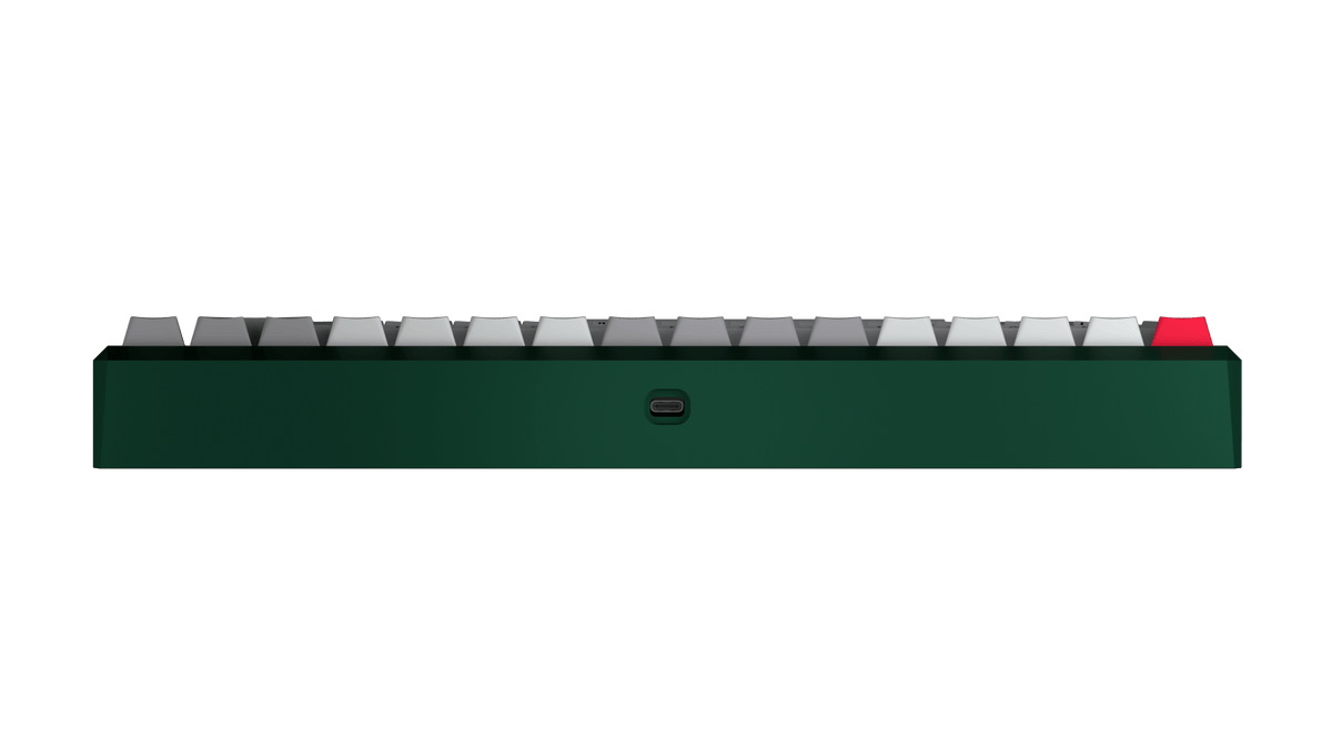 ANVIL NATIVE 75 in Emerald Green mit Throwback-Keycaps, Ansicht von hinten
