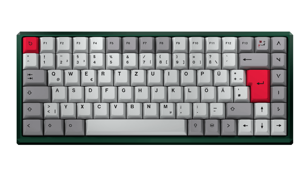 ANVIL NATIVE 75 in Emerald Green mit Throwback-Keycaps, Ansicht von oben