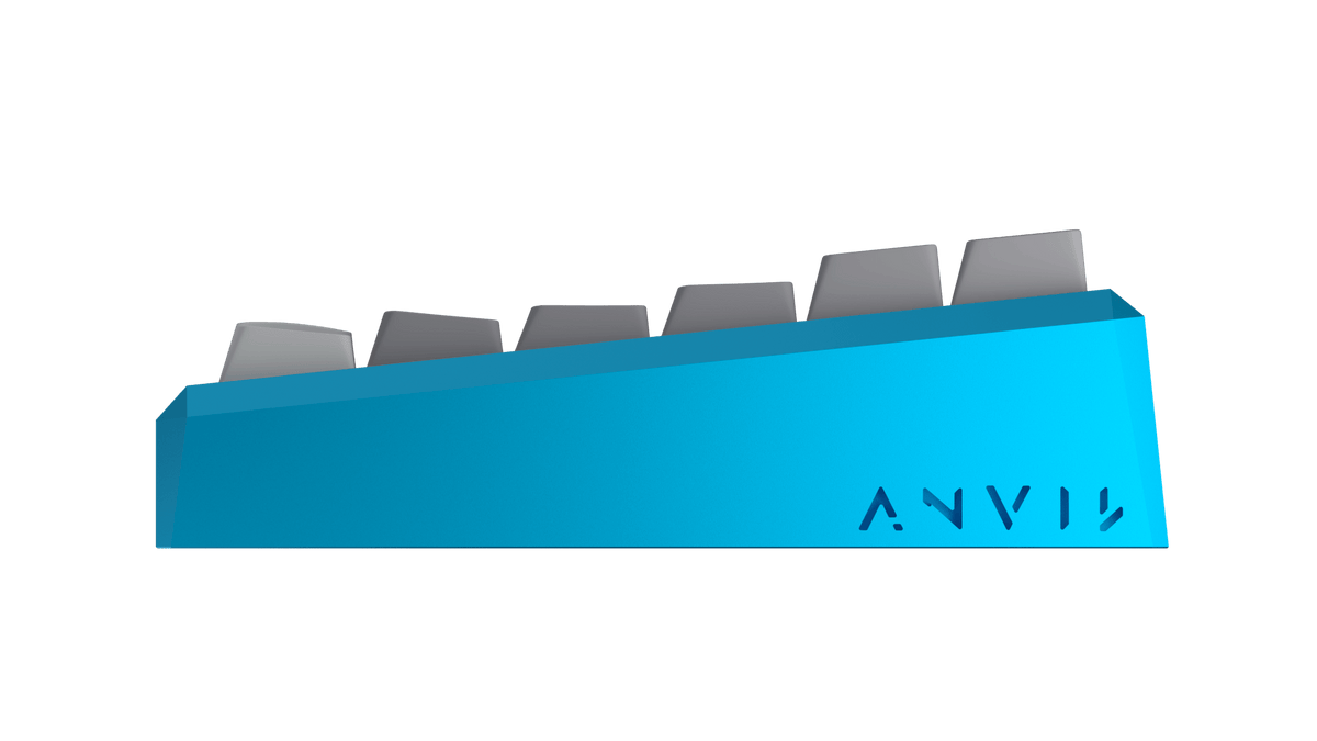 ANVIL NATIVE 75 in Glacial Blue mit Throwback-Keycaps, Ansicht von der Seite