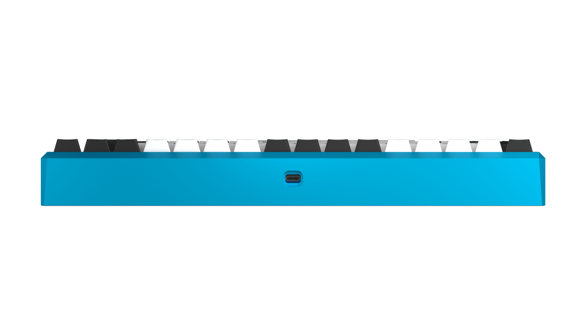 ANVIL NATIVE 75 in Glacial Blue mit Standard-Keycaps, Ansicht von hinten