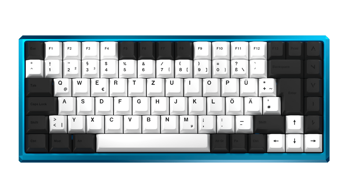 ANVIL NATIVE 75 in Glacial Blue mit Standard-Keycaps, Ansicht von oben