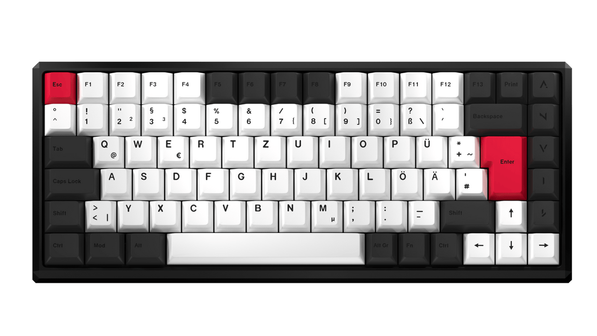 ANVIL NATIVE 75 in Plague Black mit Standard-Keycaps, Ansicht von oben