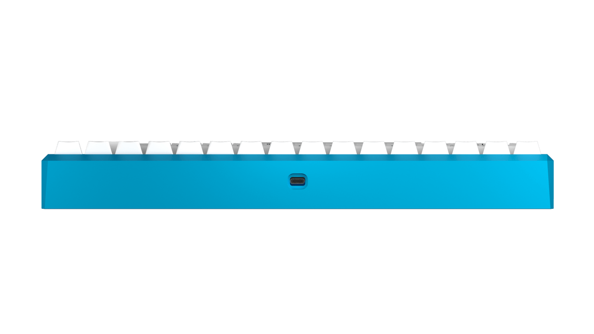 ANVIL NATIVE 75 in Glacial Blue mit White-Keycaps, Ansicht von hinten
