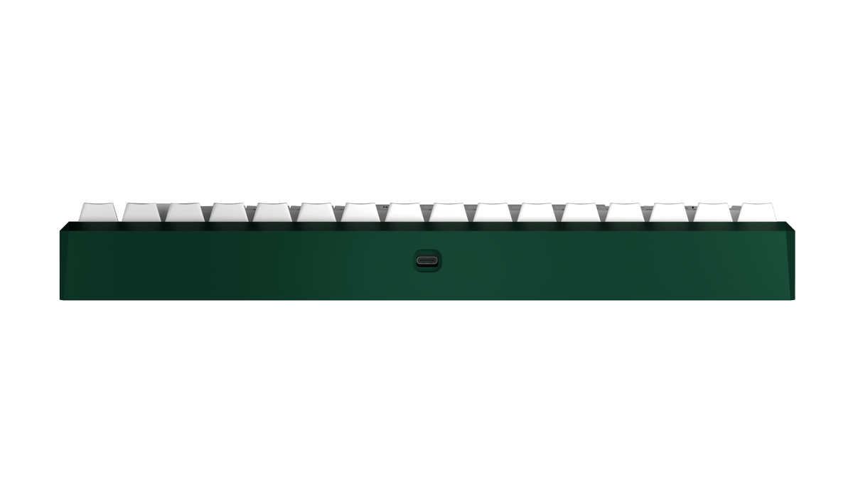 ANVIL NATIVE 75 in Emerald Green mit White-Keycaps, Ansicht von hinten