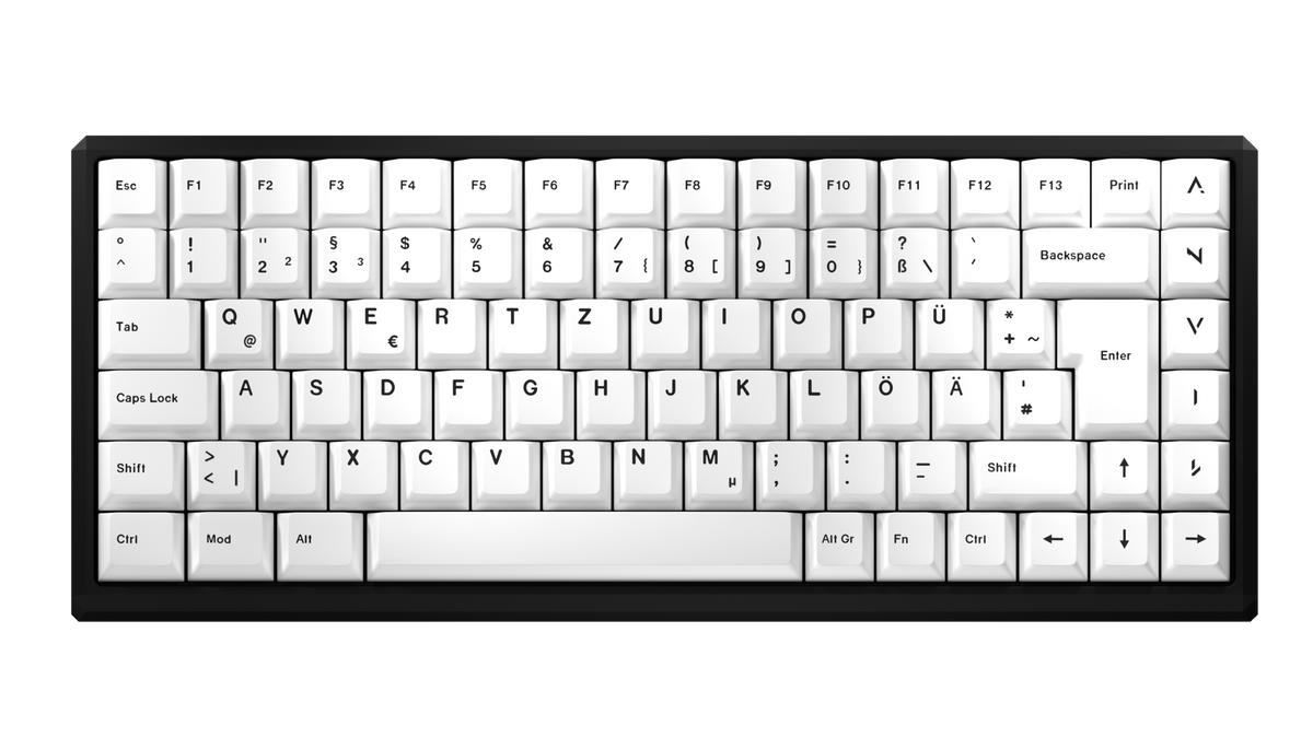 ANVIL NATIVE 75 in Plague Black mit White-Keycaps, Ansicht von oben