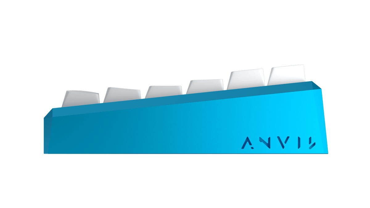 ANVIL NATIVE 75 in Glacial Blue mit White-Keycaps, Ansicht von rechts