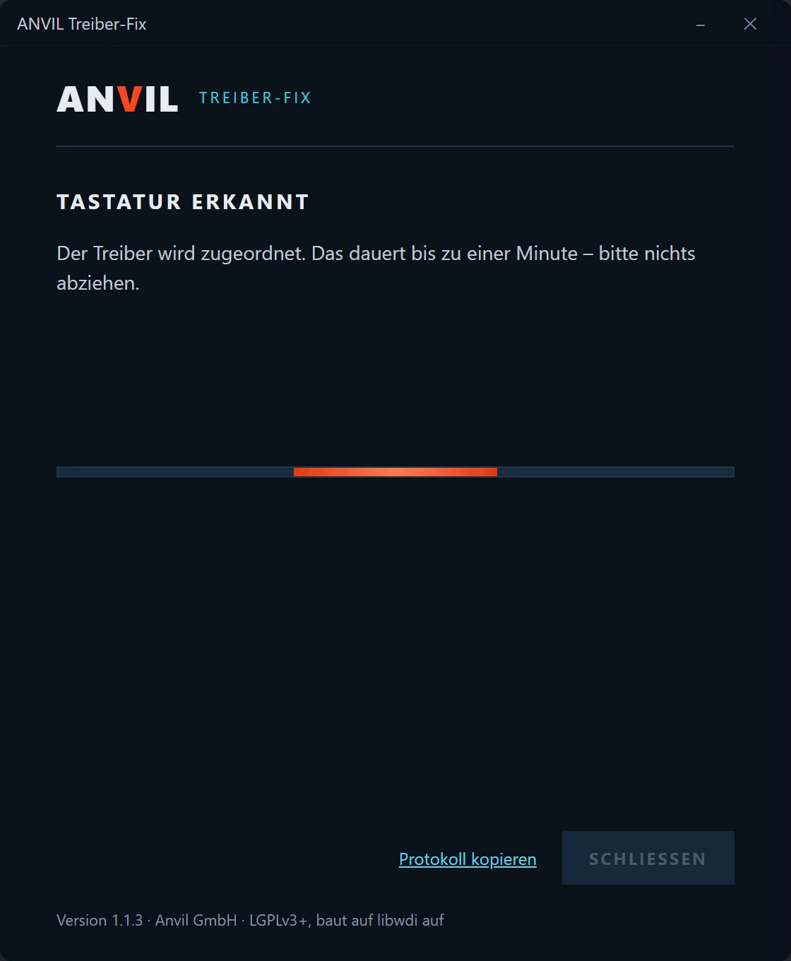 ANVIL Treiber-Fix: „Tastatur erkannt – der Treiber wird zugeordnet“